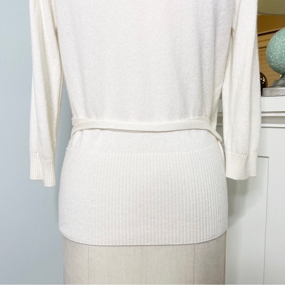 PURE Collection Cashmere Cream Wrap Front Sweater Tie Waist 4 Small - Picture 7 of 9